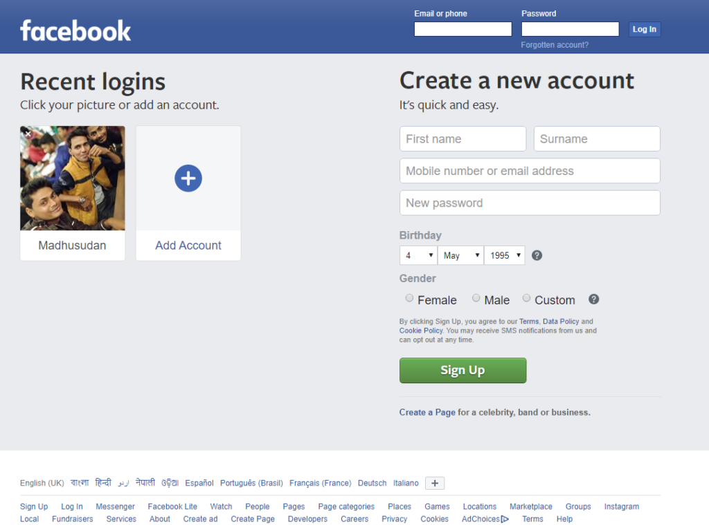 Delete Facebook Account from PC