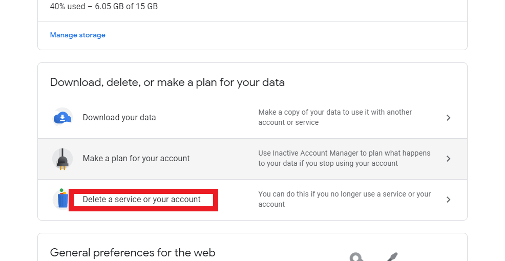 Delete Your Google Account from PC