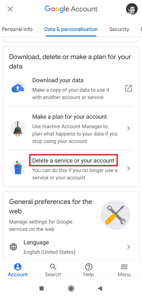 Delete Your Google Account from Android