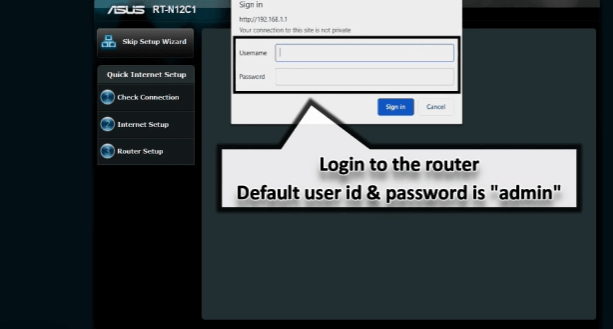 login to the router
